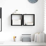 vidaXL Vägg hyllor med hylla Väggmonterad Svart Ek Konstruerat trä