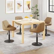 vidaXL Snurrbara matstolar 4 st brun sammet