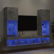vidaXL Tv-bänk 5 delar LED betonggrå konstruerat trä