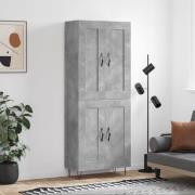 vidaXL Högskåp betonggrå 69,5x34x180 cm konstruerat trä