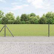 vidaXL Staket med stolpar Grå 0.5 x 25 m Stål