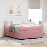 vidaXL Sängram med madrass Rosa 160 x 200 cm tyg