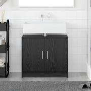 vidaXL Sink Cabinet med dörr Svart Ek 63 x 29 x 55 cm Konstruerat trä