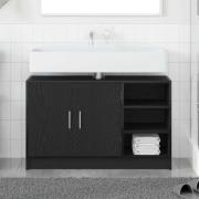 vidaXL Badrumsskåp med hylla Svart Ek 90 x 29 x 55 cm Konstruerat trä