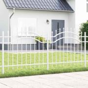 vidaXL Trädgårdsstängsel Vit 140 cm Pulverlackerad stål