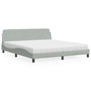 vidaXL Bed with Mattress "Dover" Light Grey 180x200 cm Velvet