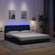 vidaXL Bed Frame with LED without Mattress Blue 180x200 cm Fabric