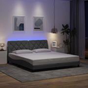 vidaXL Bed Frame with LED without Mattress Light Grey 180x200 cm Fabri...