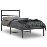 vidaXL Sängram med huvudgavel metall svart 90x200 cm