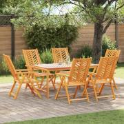 vidaXL Trädgårdsmöbelset 7 pcs Brun 150 x 90 x 74 cm massivt akacia