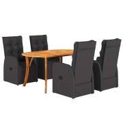 vidaXL Trädgårdsmöbelset 5 pcs Svart konstrotting
