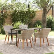 vidaXL Matgrupp 5 pcs Ljusgrå Poly rattan