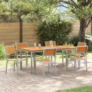 vidaXL Trädgårdsmöbelset 7 pcs Grå och brun 200 x 90 x 75 cm