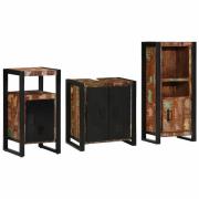vidaXL Badrumsmöbelset 3 pcs Flerfärgsdesign Massivt återvunnet trä