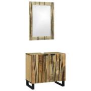 vidaXL Badrumsmöbelset 2 pcs Brun 62 x 33 x 58 cm Fast Rå Mango trä