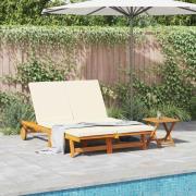 vidaXL Solstol Reclining Brun 125 x 200 x 84cm Massivt akaciaträ