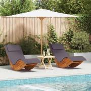 vidaXL Solstol med kudde 2 pcs Brun 60 x 154 x 74cm Massivt akaciaträ