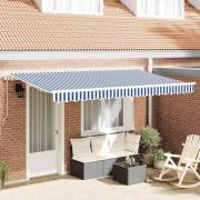vidaXL Utfällbar markis Blå och Vit 350 x 200 cm