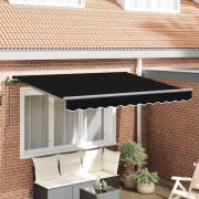 vidaXL Utfällbar markis Svart 350 x 200 cm Polyester och aluminium