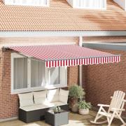 vidaXL Utfällbar markis Röd och vit rand 300x250 cm tyg