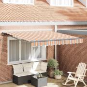 vidaXL Utfällbar markis Flerfärgad rand 350x250 cm tyg