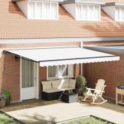 vidaXL Utfällbar markis Vit 450x300 cm tyg