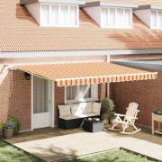 vidaXL Utfällbar markis Gul och Orange 450 × 350 cm Tyg och Metall