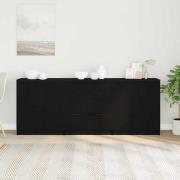 vidaXL Sidobord med låda Svart Ek 180 x 30 x 70 cm Konstruerat trä