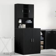 vidaXL Tvättmaskinsskåp 2 pcs Svart ek 70.5 x 71.5 x 181.5 cm