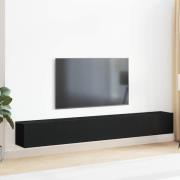 vidaXL TV-bänkset 3 pcs Svart Ek 80 x 30 x 30 cm Konstruerat trä