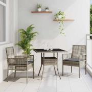 vidaXL Trädgårdsmöbelset 3 pcs Grå Poly rattan