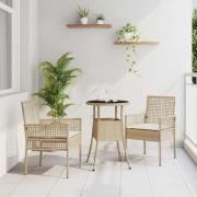 vidaXL Trädgårdsmöbelset 3 pcs Beige Poly rattan