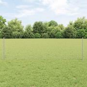 vidaXL Staket med stolpar Silver 0.6 x 25 m Stål