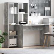 vidaXL Skrivbord Betonggrå 138.5 x 55 x 143 cm Konstruerat trä