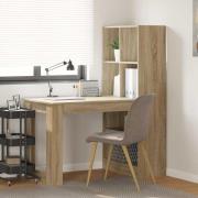 vidaXL Skrivbord med hylla Sonoma ek 122 x 67 x 145 cm Konstruerat trä