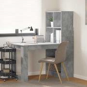 vidaXL Skrivbord med hylla Betonggrå 122 x 67 x 145 cm Konstruerat trä