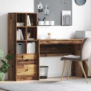 vidaXL Skrivbord med förvaring 2 pcs Gammalt trä 100 x 40 x 76 cm