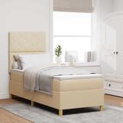 vidaXL Bäddfjäder med madrass med huvudgavel Kräm 80 x 200 cm tyg