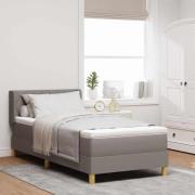 vidaXL Bäddfjäder med madrass med huvudgavel Taupe 200 x 90 cm tyg