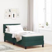 vidaXL Bäddfjäder med huvudgavel Mörkgrön 200 x 80 cm Sammet