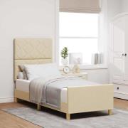 vidaXL Sängram med huvudgavel Kräm 80 x 200 cm tyg