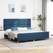 vidaXL Sängram med huvudgavel Blå 200 x 200 cm tyg