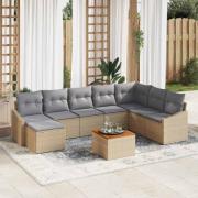 vidaXL Trädgårdsoffset 9 pcs Beige, ljusgrå