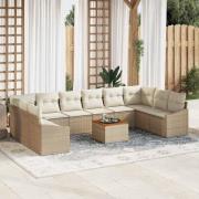 vidaXL Trädgårdsoffset 11 pcs Beige, vit