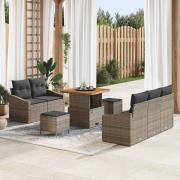 vidaXL Trädgårdsoffset med kudde 8 pcs Grå Poly rattan