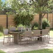 vidaXL Trädgårdsmöbelset 9 pcs Grå Poly rattan