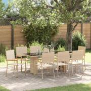 vidaXL Trädgårdsmöbelset 9 pcs Beige 190 x 80 x 75 cm konstrotting