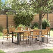 vidaXL Trädgårdsmöbelset 9 pcs Grå Poly rattan och massiv akaciaträ