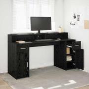 vidaXL Skrivbord med låda Svart ek 160 x 55 x 91 cm Konstruerat trä