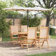 vidaXL Trädgårdsmöbelset Hopfällbar 5 pcs Beige massivt akacia